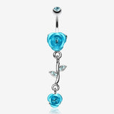 Bright Metal Rose Vine Dangle Belly Ring