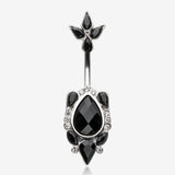Victorian Onyx Sparkle Belly Button Ring-Clear Gem/Black