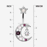 Detail View 1 of Celestial Opal Moon Star Belly Button Ring-Purple/White