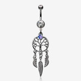 The Tree of Life Dreamcatcher Feather Hematite Belly Button Ring