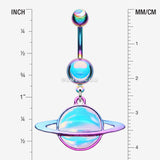 Detail View 1 of Colorline Iridescent Galaxy Planet Belly Button Ring-Rainbow