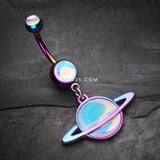 Detail View 2 of Colorline Iridescent Galaxy Planet Belly Button Ring-Rainbow
