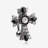 Antique Enchanted Sparkle Cross Reverse Belly Button Ring