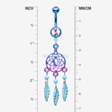 Detail View 1 of Colorline Beaded Dreamcatcher Belly Button Ring-Blue/Light Purple