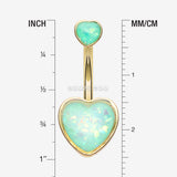 Detail View 1 of Golden Opalescent Sparkle Heart Belly Button Ring-Mint Green