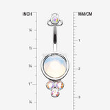 Detail View 1 of Victorian Opalite Sparkle Belly Button Ring-Aurora Borealis/White