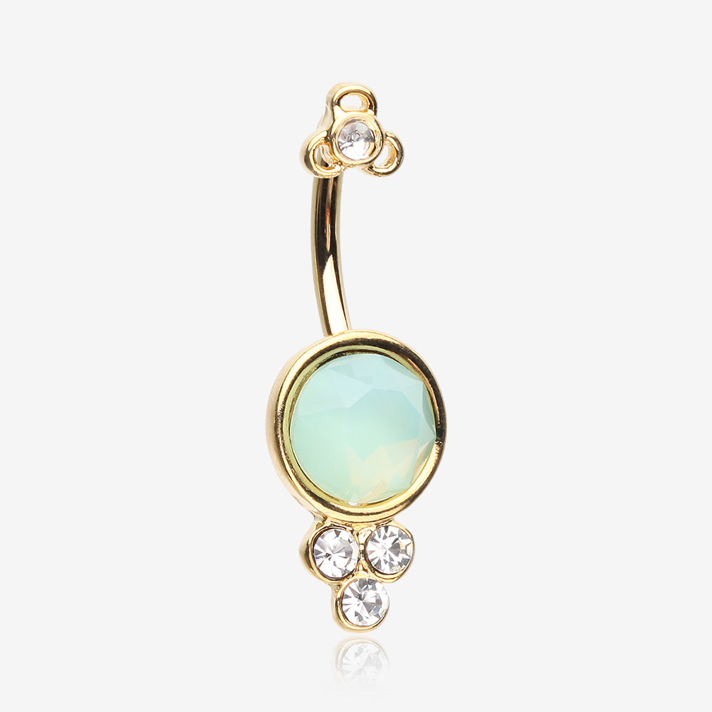 Golden Victorian Opalite Sparkle Belly Button Ring-Clear Gem/Pacific Opal
