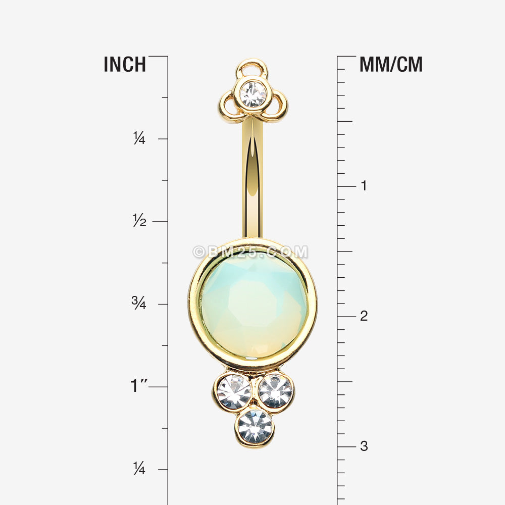 Detail View 1 of Golden Victorian Opalite Sparkle Belly Button Ring-Clear Gem/Pacific Opal