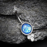 Detail View 2 of Victorian Opalescent Sparkle Belly Button Ring-Clear Gem/Blue