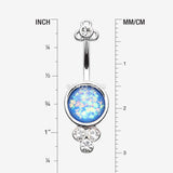 Detail View 1 of Victorian Opalescent Sparkle Belly Button Ring-Clear Gem/Blue