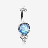 Victorian Opalescent Sparkle Belly Button Ring-Clear Gem/Blue