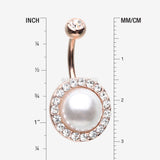 Detail View 1 of Rose Gold Pearlescent Sparkle Elegance Belly Button Ring-Clear Gem