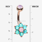 Detail View 1 of Rose Gold Opalescent Spring Flower Sparkle Belly Button Ring-Rose Water Opal/Teal