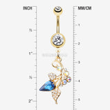 Detail View 1 of Golden Luscious Ivy Sparkle Belly Button Ring-Clear Gem/Aurora Borealis/Blue