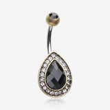 Vintage Rustica Onyx Sparkle Teardrop Belly Button Ring