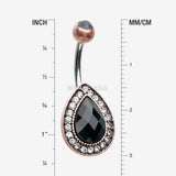 Detail View 1 of Vintage Rustica Onyx Sparkle Teardrop Belly Button Ring-Copper/Black/Clear