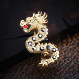 Detail View 2 of Golden Fire Dragon Lore Reverse Belly Button Ring-Red/Hematite