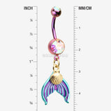 Detail View 1 of Colorline Mystic Mermaid Sparkle Belly Button Ring-Purple/Aurora Borealis
