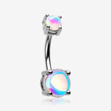 Iridescent Revo Sparkle Prong Set Belly Button Ring