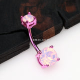 Detail View 2 of Colorline Brilliant Opalite Gem Prong Set Belly Button Ring-Pink/Rose Water Opal