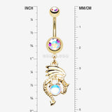 Detail View 1 of Golden Dragon Legend Iridescent Revo Orb Belly Button Ring-Aurora Borealis