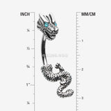 Detail View 1 of Mythical Ryu Dragon Belly Button Ring-Teal