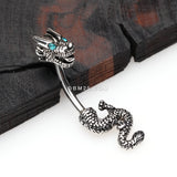 Detail View 2 of Mythical Ryu Dragon Belly Button Ring-Teal