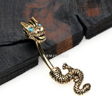 Detail View 2 of Golden Mythical Ryu Dragon Belly Button Ring-Teal