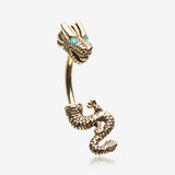 Golden Mythical Ryu Dragon Belly Button Ring