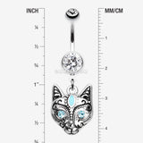 Detail View 1 of Mystique Kitty Cat Sparkle Belly Button Ring-Clear Gem
