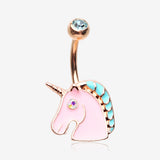 Rose Gold Stay Magical Unicorn Sparkle Belly Button Ring