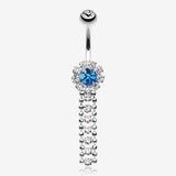 Wonder Sparkle Falls Chandelier Belly Button Ring-Clear Gem/Capri Blue