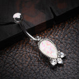 Detail View 2 of Victorian Adorn Opalescent Sparkle Belly Button Ring-White/Clear
