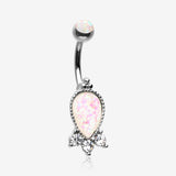 Victorian Adorn Opalescent Sparkle Belly Button Ring-White/Clear