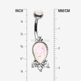Detail View 1 of Victorian Adorn Opalescent Sparkle Belly Button Ring-White/Clear