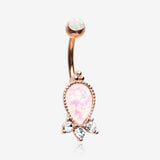 Rose Gold Victorian Adorn Opalescent Sparkle Belly Button Ring