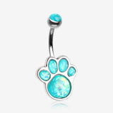 Adorable Paw Print Opalescent Sparkle Belly Button Ring
