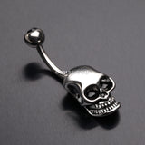Detail View 2 of Apocalyptic Skull Head Belly Button Ring-Black