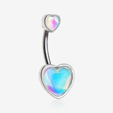 Iridescent Revo Sparkle Two Hearts Belly Button Ring