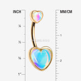 Detail View 1 of Golden Iridescent Revo Sparkle Two Hearts Belly Button Ring
