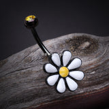 Detail View 2 of Blackline Adorable Spring Daisy Belly Button Ring-Black/Yellow