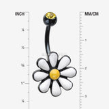 Detail View 1 of Blackline Adorable Spring Daisy Belly Button Ring-Black/Yellow