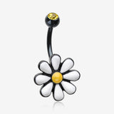 Blackline Adorable Spring Daisy Belly Button Ring-Black/Yellow