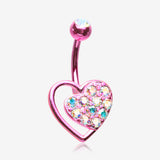 Colorline Sparkle Heart in Heart Belly Button Ring
