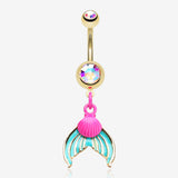 Golden Mystic Mermaid Sparkle Belly Button Ring