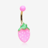 Adorable Pink Strawberry Non Dangle Belly Button Ring