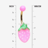 Detail View 1 of Adorable Pink Strawberry Non Dangle Belly Button Ring-Pink