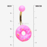 Detail View 1 of Sweet Pink Frost Sprinkled Donut Non Dangle Belly Button Ring-Pink