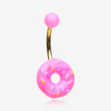 Sweet Pink Frost Sprinkled Donut Non Dangle Belly Button Ring