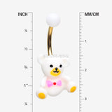 Detail View 1 of Adorable Teddy Baby Bear Non Dangle Belly Button Ring-White